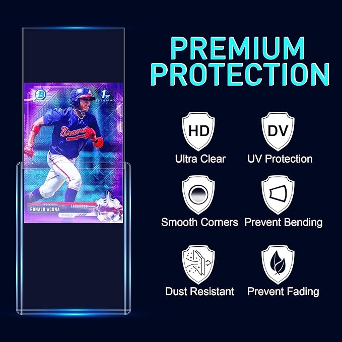 JohnBee Card Sleeves - 3"x4" Rigid Toploaders for Cards, Hard Plastic Card Protectors, Premium Trading Card Sleeves Fit for Sports Cards & All Standard Trading Cards (100HardSleeves+100SoftSleeves)
