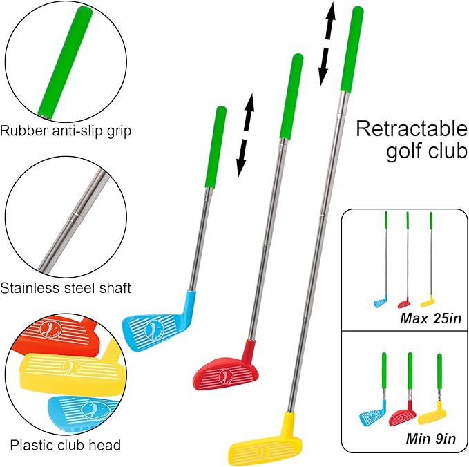 Liberry Kids Golf Club Set, Retractable Toy Golf Clubs for Toddlers, Mini Golf Set for Children Age 2 3 4 5 Years Old