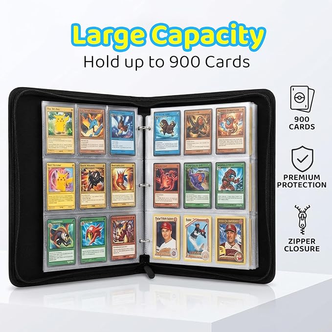 Zipper Cards Binder for 900-Pocket Sports Trading Cards, Premium Baseball Football Basketball Cards Book Album With Removable Sleeves for MTG & TCG Cards - Gifts for Girls and Boys (Starry Sky)
