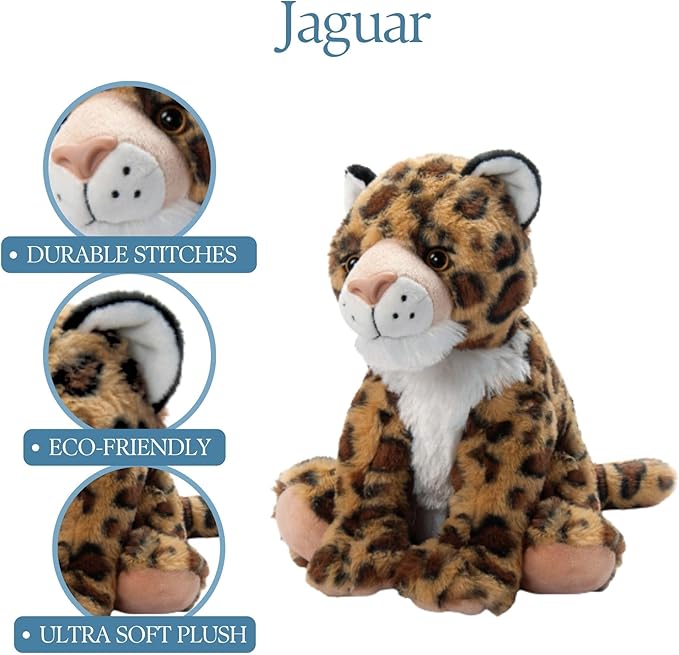The Petting Zoo Jaguar Stuffed Animal, Gifts for Kids, Wild Onez Zoo Animals, Jaguar Plush Toy 12 inches