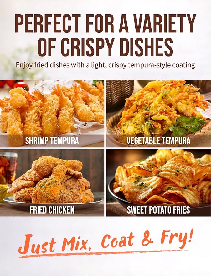 Nice Witch’s Organic Korean Tempura Batter Mix, Light & Crispy Frying Mix Made with Organic Korean Rice, Perfect for Shrimp & Vegetables, 10.6 oz (300 g) 튀김가루