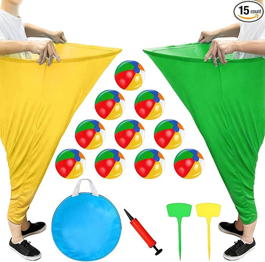 Granny Pants Yard Game, Granny Pants Party Game with Oversized Pants Bouncy Balls Ground Stakes Storage Bag and Air Pumps, Outdoor Tossing Games for Adults Family Carnival Party Reunion Gathering