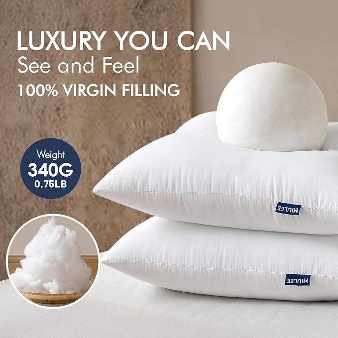 MIULEE 14x20 Throw Pillows Inserts 2 Pack, Decorative Pillows for Couch Bed | 100% Virgin Filling, Full and Fluffy, Lumbar, Back and Neck Support