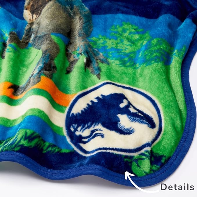 Jurassic World Dominion Rexy T-Rex Kids Bedding Super Soft Silk Touch Throw, 40 in x 50 in, (Official Licensed Product) by Franco
