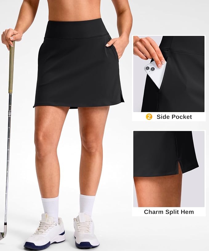14"/16" Skorts with 3 Pockets | Side Slits, High Waisted, Built-in Shorts, A Line, Casual, Pickleball, Athletic, Golf, Tennis Skirt, for Women