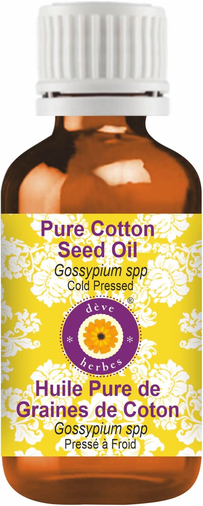 Deve Herbes Pure Cotton Seed Oil (Gossypium spp) Cold Pressed 5ml (0.16 oz)
