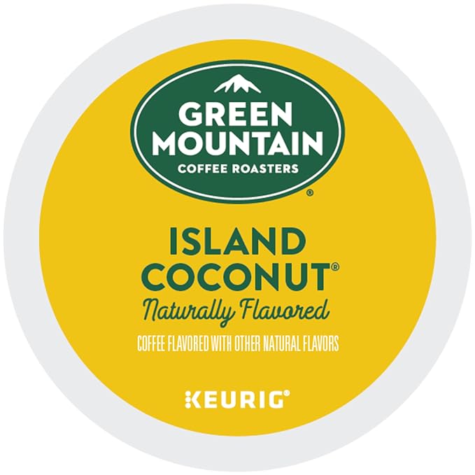 Green Mountain Coffee Roasters Island Coconut, Single-Serve Keurig K-Cup Pod, Flavored Light Roast Coffee, 24 Count (Pack of 1)