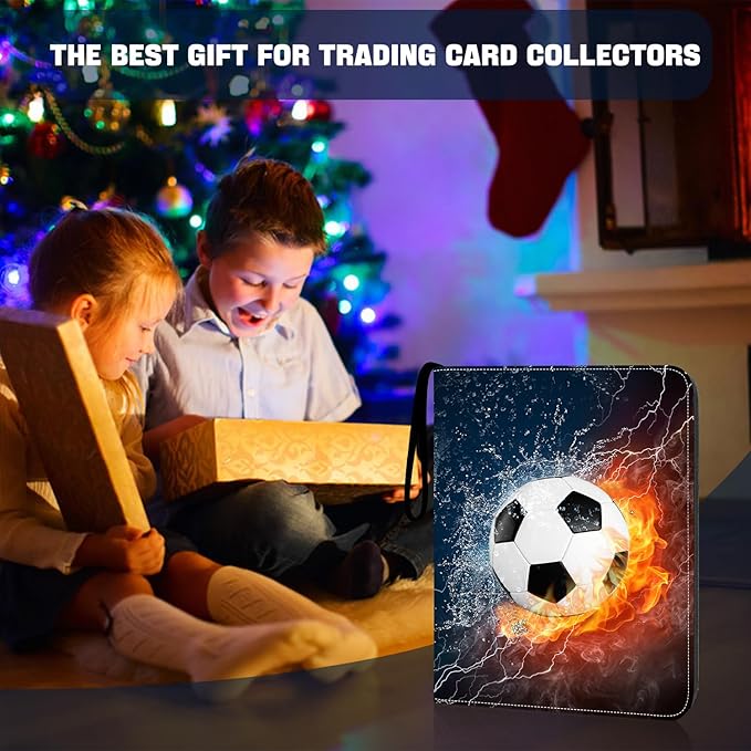Trading Card Binder with Sleeve, 900 Pockets Soccer Card Binder Sports Cards Storage Organizer for Football Baseball or Game Trading Cards with 50 Removable Sleeves Cards Collector Album