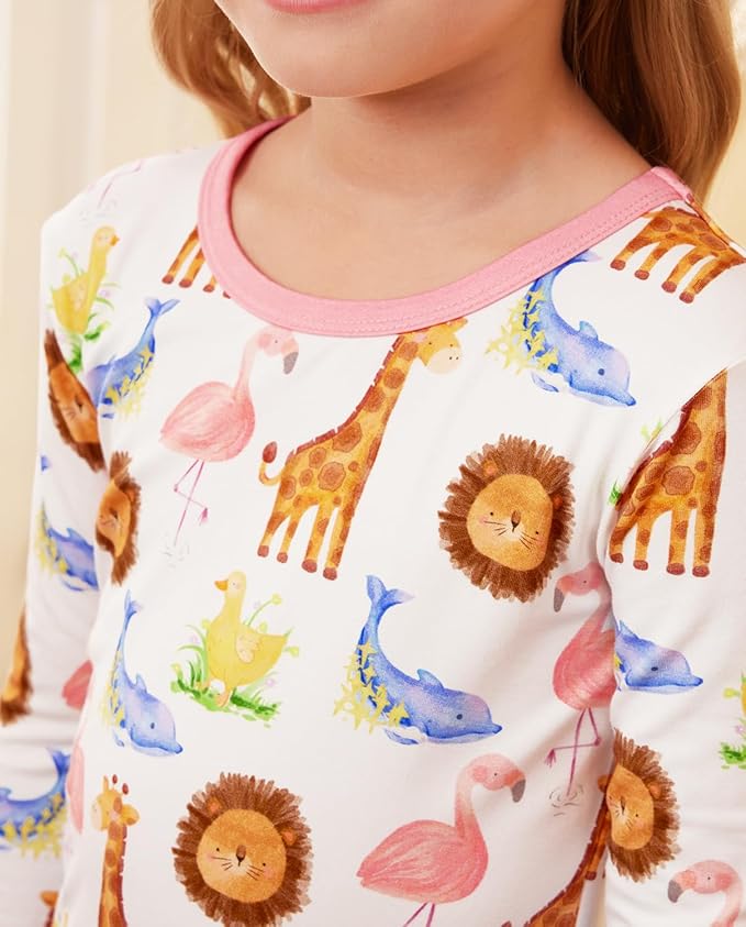 Bamboo Viscose Toddler Girls Kids Pajamas Unicorn Mermaid Pjs Long Sleeve Snug fit 12M-8Y 2pcs Soft Jammies