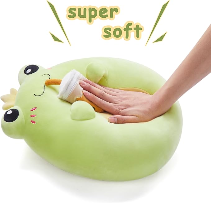 Large Frog Plush Pillow Stuffed Animal Toy,Big Size Cute Soft Toys 13" Fat Kawaii Hugging Pillows Cuddle Huggable Plushie,Gift for Kids