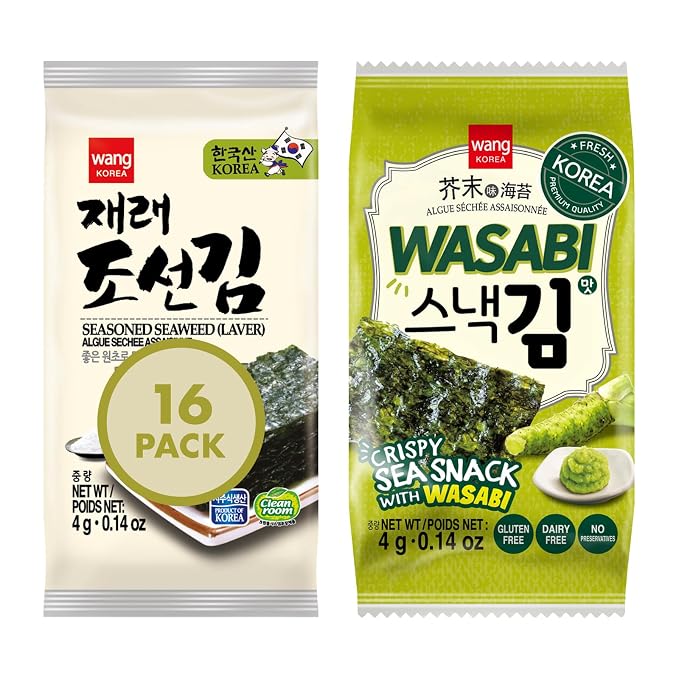 Wang Korean Seaweed Snack, Classic and Wasabi
