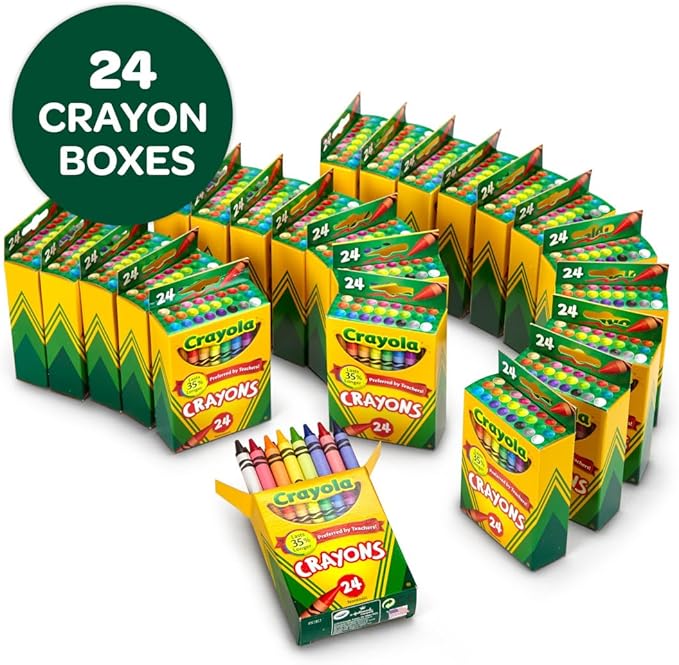 Crayola Crayons Bulk (24 Packs), Coloring Book Supplies, Presharpened Crayons for Kids, Easter Basket Stuffers, Preschool Classroom Supplies, Gifts, Ages 3+