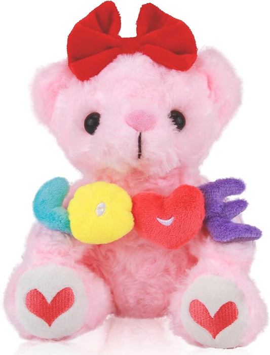Teddy Bear Stuffed Animals for Girlfriend - 8 Inch Teddy Bear with Heart Soft Stuffed Pink Bear Plush Toy, for Mom, Anniversary Valentines Birthday Gifts for Kids Girls Her Women