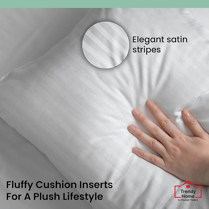 Trendy Home 16x16 Throw Pillow Insert (Set of 2, White) Bed and Couch Pillows Stuffer Hypoallergenic, Decorative Home Outdoor Sofa Pillow Filler (Machine Wash, 2 Pack)