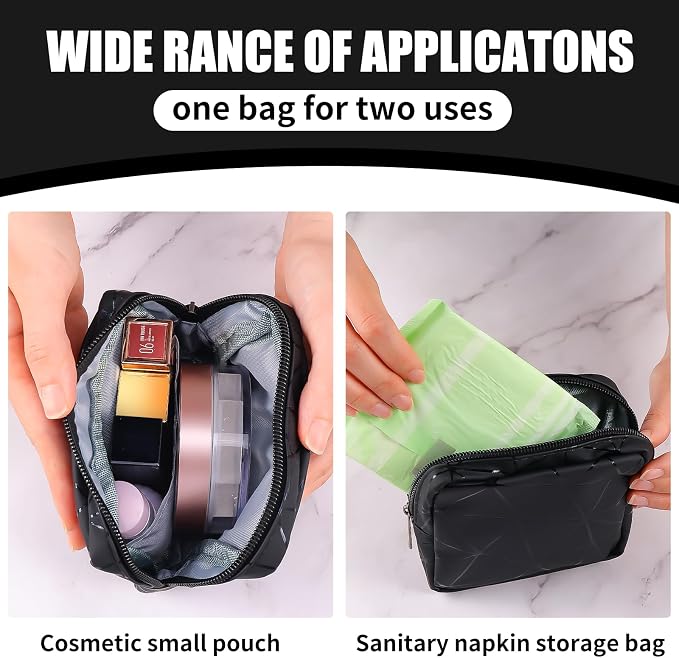 Ymapinc Period Sanitary Bag, Napkin Storage Bag Tampon Pouch Portable Feminine Care First Period Kit for Teen Ladies Women (Black)