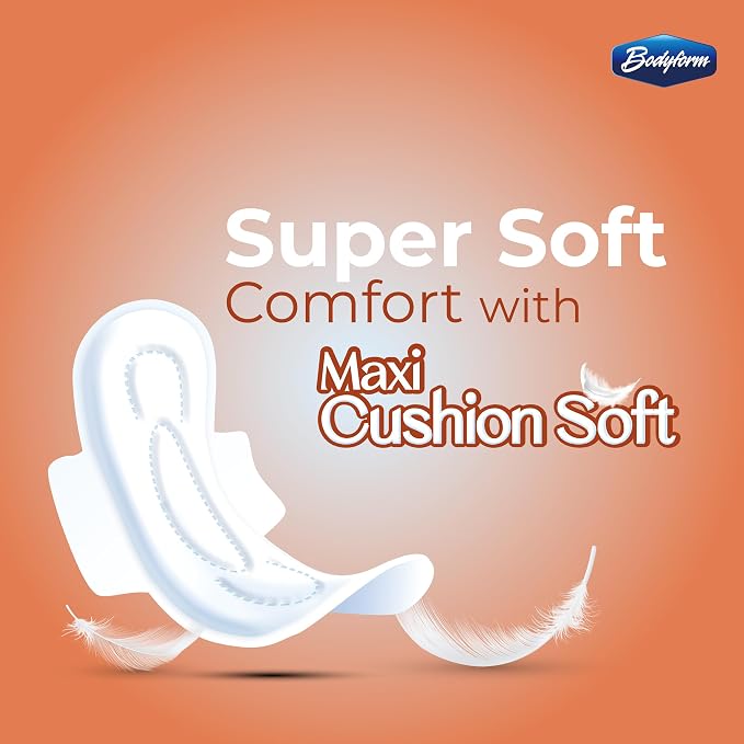 Bodyform Maxi - Value Sanitary Napkins, Cushion Soft Always Comfortable and Ultra-Absorbent (Long, 120 Count (12 Packs of 10 Counts))