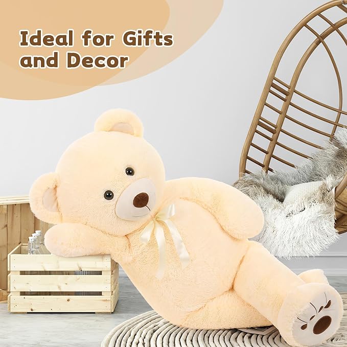 MorisMos Giant Teddy Bear, Life Size 51in Large Cuddly Plush for Baby Shower, Birthday, Valentine (Cream)