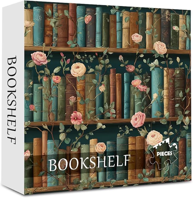 Puzzle 1000 Piece for Adults Jigsaw Featuring Aesthetic Home Decoration Unique Gift for Cat Lovers Premium Large Puzzle for Family Fun (Books&Blooms Puzzles-1000pcs)