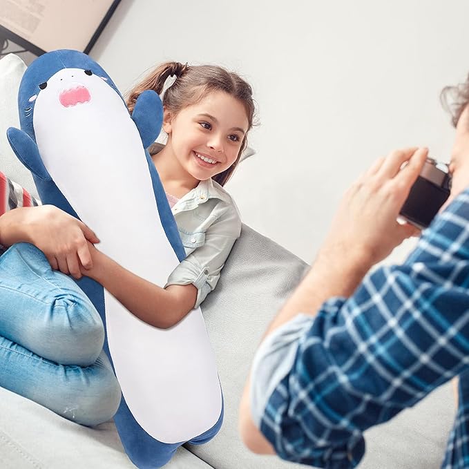 Large Shark Plush,33.5" Cute Plushies Long Shark Stuffed Animal,Weighted Shark Plush Toys,Cuddly Sleeping Hugging Pillows, Soft Giant Body Pillow,Shark Plushy Gift at Birthday Kids Adults