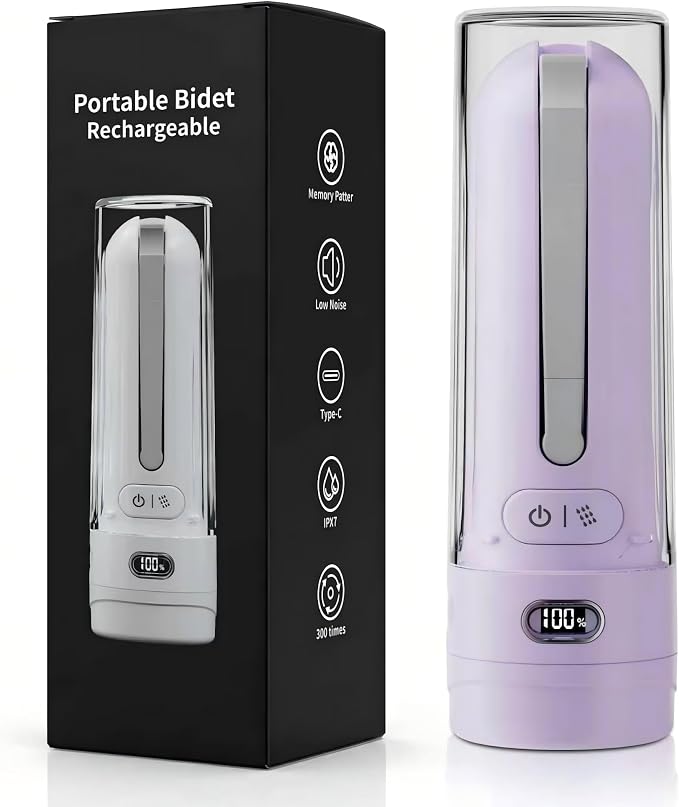 Electric Menstrual Cup Cleaner, Portable Bidet for Feminine Care | Women period essentials Fashionable purple, USB-C rechargeable Adjustable pressure modes IPX7 waterproof, Compact travel size