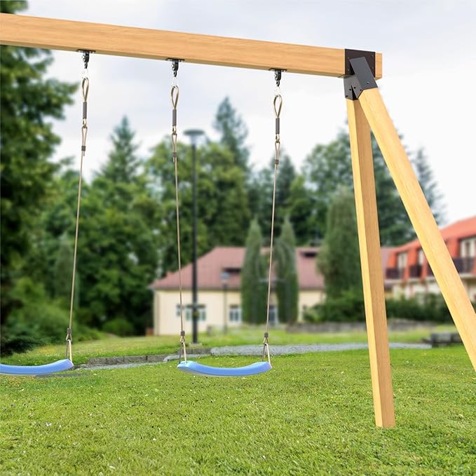 Heavy Duty Swing Sets Bracket Kit, Including 2 A-Frame Swing Set Brackets and 4 Swing Hangers, for Playground Equipment Mounting Parts, Porch, Yard (Black)