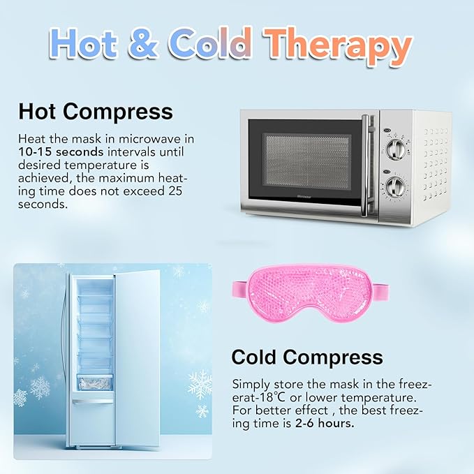 XPCARE Colding Ice Face Mask and Cooling Eye Mask for Puffy Eyes & Migraine Relief Gel Eye Mask Cool Face Ice Masks for Dark Circles Eye Surgery Sleeping Pressure Headaches Skin Care(Pink)