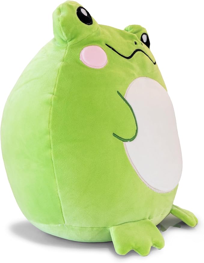 Adorable Large 15 Inch Zoe The Frog Squish Plush Pillow - Super Soft Original Cute Plushie Toy: Smiling Stuffed Animal Gift for Kids and Adults