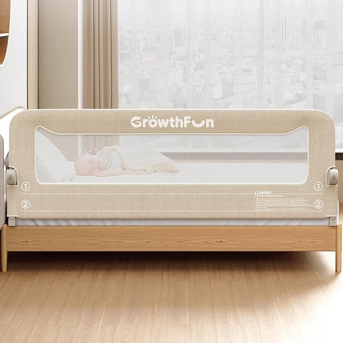 Foldable Bed Rail for Toddlers, 71in Reinforced Carbon Steel Frame&Connectors, Breathable Cationic Fabric, Safety Toddler Bed Rails for Queen, King, Twin, Full, No-Tool Setup.