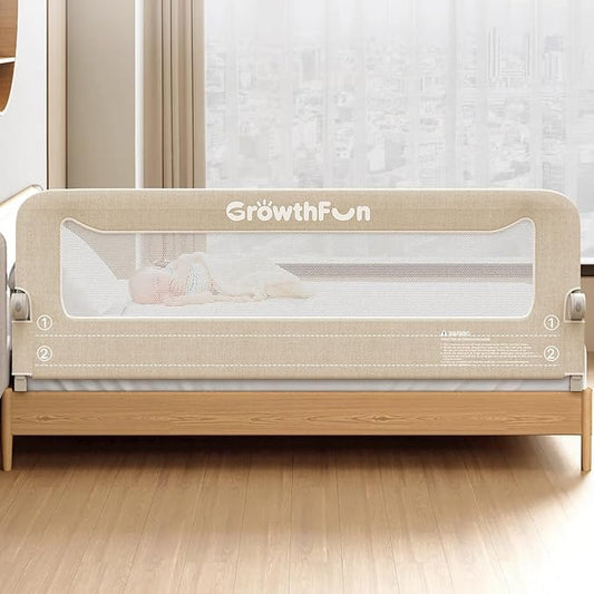 Foldable Bed Rail for Toddlers, 71in Reinforced Carbon Steel Frame&Connectors, Breathable Cationic Fabric, Safety Toddler Bed Rails for Queen, King, Twin, Full, No-Tool Setup.