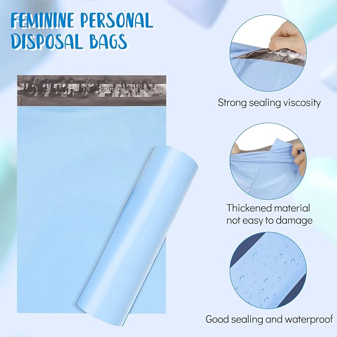 Sanitary Napkin Disposal Bags - Block Odors, Great Adhesion, Perfect Size - Feminine Hygiene Disposal Bags for Tampons and Pads 100Pcs (Blue)