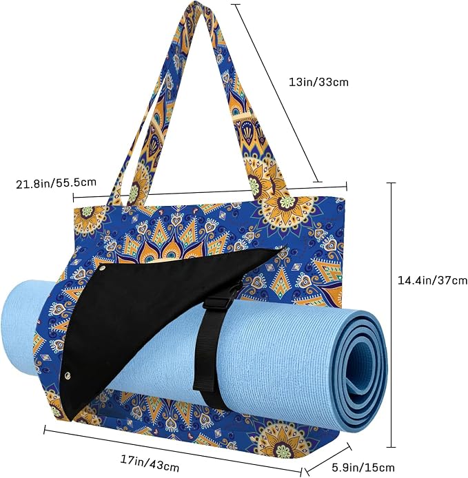 Mandala Yoga Mat Bag Large Yoga Bags and Carrier Fits All Your Stuff Yoga Tote Bags with Zipper Pocket Pilates Bag