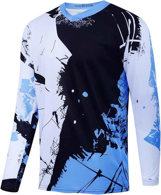 Kids Cyling Jersey,Youth Dirt Bike Jersey Boys Bicycle Shirt Girls Motorcycle Motocross Long Sleeve Off-Road Downhill Tops