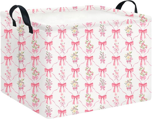 CLOCOR Rectangular Storage Basket Empty,Gift Basket,Waterproof Storage Bin,Room Decor(Spring Flower)