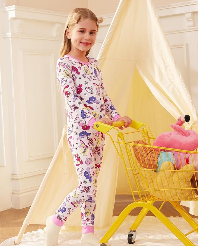 Bamboo Viscose Toddler Girls Kids Pajamas Unicorn Mermaid Pjs Long Sleeve Snug fit 12M-8Y 2pcs Soft Jammies