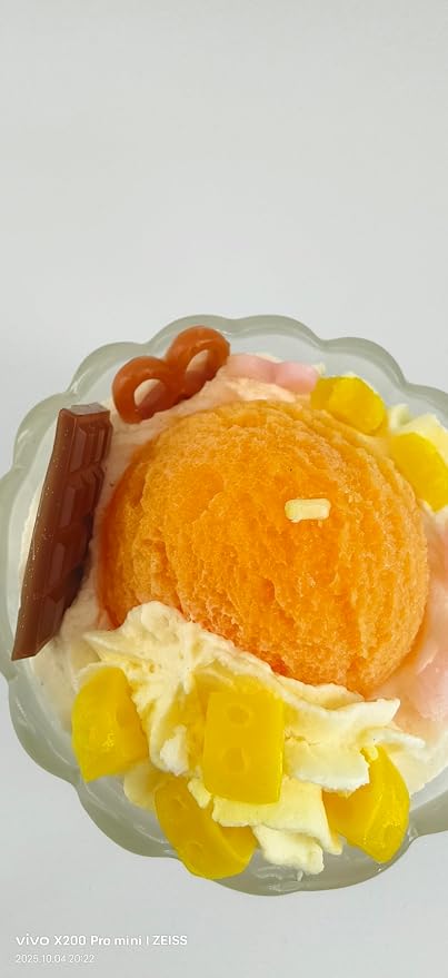 Generic Ice Cream Aromatherapy Candles, Glass Goblet, Decorative Dessert Shape, Fruits Fragrance, Birthday Festival Party Mother Gift (Fragrant Peach)