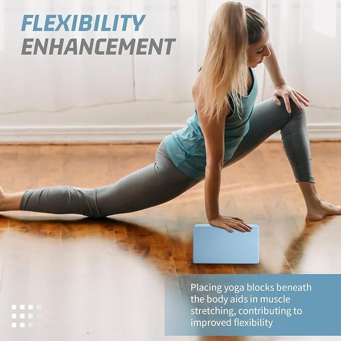 Yoga Blocks 2 Pack 3x6x9IN Foam Block Supportive Latex-Free with Beveled Edges, Non-Slip Exercise Blocks for Pilates, Meditation, Balance, Stretching and Deep Poses