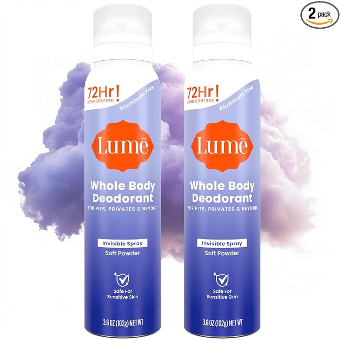 Lume Invisible Spray Deodorant For Women - Whole Body Deodorant Spray - 72 Hr Odor Control - Ozone Friendly, Natural Propellant - Aluminum & Baking Soda Free, Skin Loving - 3.6 ounce (Soft Powder)