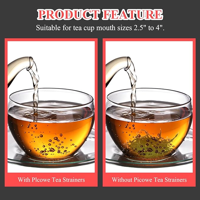 Bonsicoky 4 Pack Tea Strainer Bowl, Stainless Steel Loose Leaf Tea Filter for 2.5-4 Inch Cup Mouth, Silver