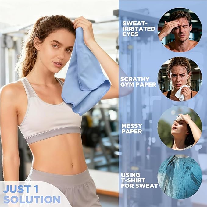Microfiber Gym Towels - Quick Dry, Highly Absorbing, Odor-Free, for Women & Men - Gym Towel for Hot Yoga, Tennis, Working Out, Camping, Set of 5, 16 * 27Inch, Pastel Colors