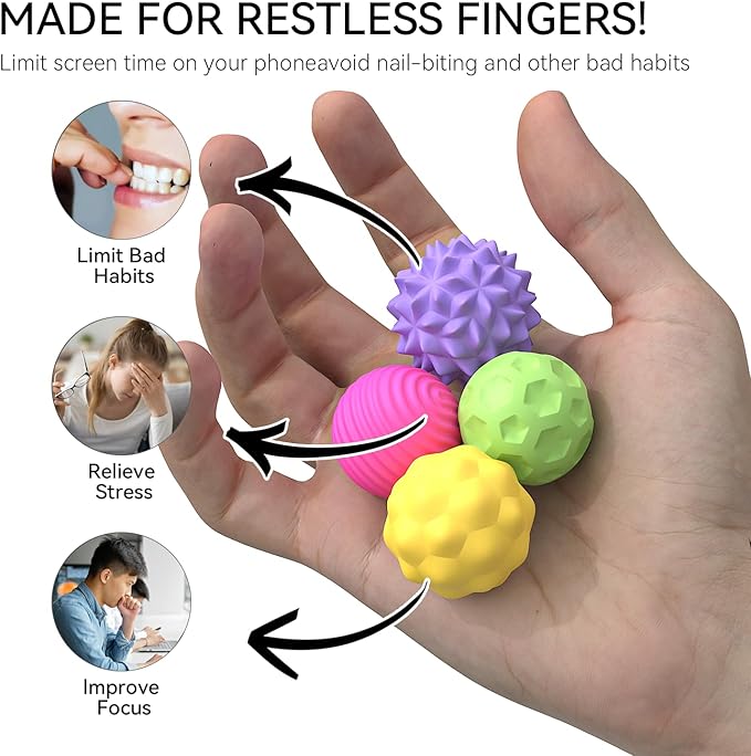 Large Magnetic Sensory Fidget Ball Toy, 8Pcs Silicone Sensory Stress Relief Toys for Adults, Teens with Autism, ADHD, Anxiety, Stocking Stuffers for Women Men Teen Gift (Candy, Large)