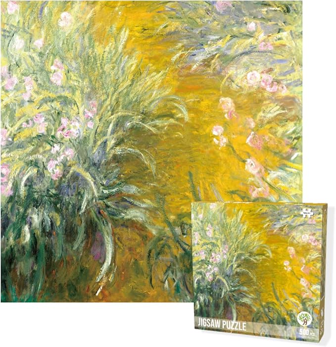 The Path Through The Irises by Claude Monet Jigsaw Puzzles 500 Pieces Puzzles for Adults Art Puzzles Famous Paintings Oil Painting Puzzle 500 Pieces Finished Size 19.69″ x 19.69″