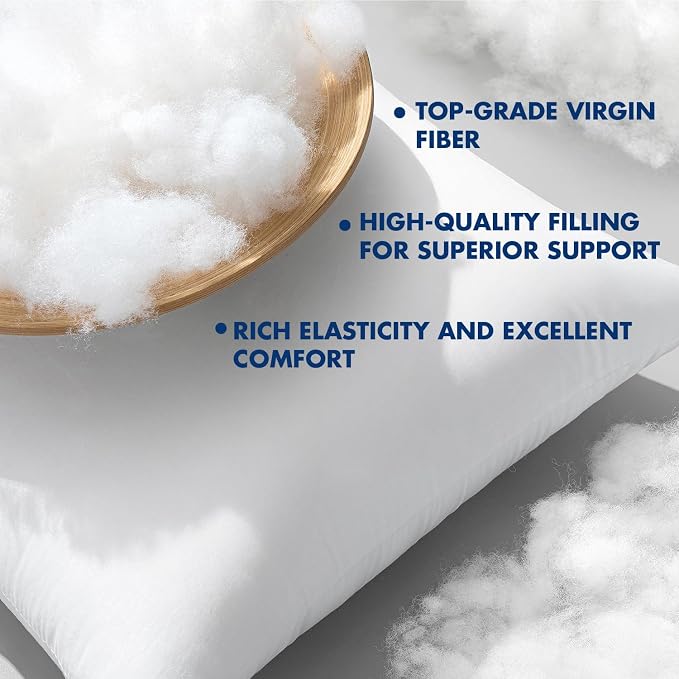 MIULEE 16x16 Inch Pillow Inserts Pack of 4-100% Cotton Cover | White Throw Pillow with 100% Virgin Microfiber for Bed Sofa Couch Living Room, All-Season Decorative Back Support