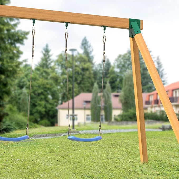 Heavy Duty Swing Sets Bracket Kit, Including 2 A-Frame Swing Set Brackets and 4 Swing Hangers, for Playground Equipment Mounting Parts, Porch, Yard (Green)