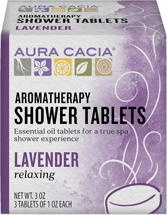 Aura Cacia Relaxing Lavender Aromatherapy Shower Tablets, Bath | 3 Count (Pack of 1)