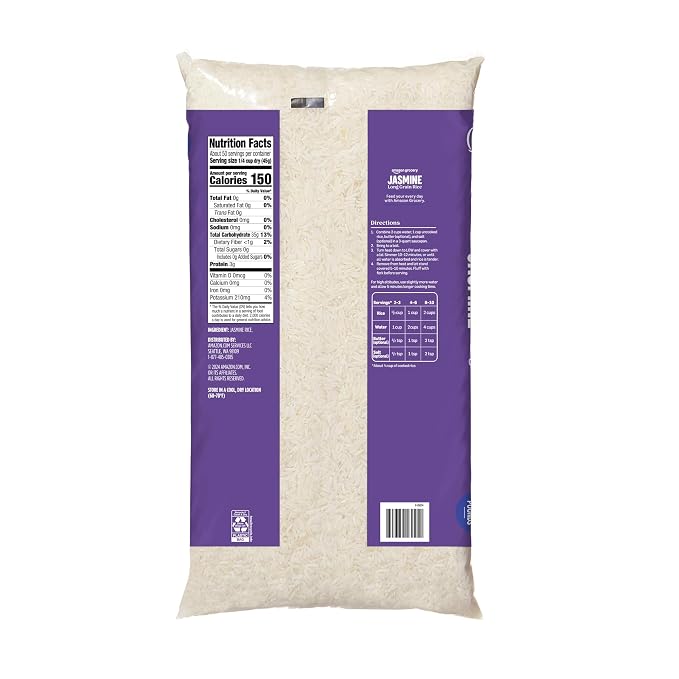 Amazon Grocery, Jasmine Long Grain Rice, 5 Lb