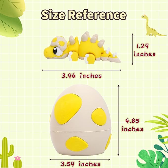 3D Printed Exquisite Dinosaur Egg Toy Model, Fully Articulated 3D Printed Toy. (Yellow)