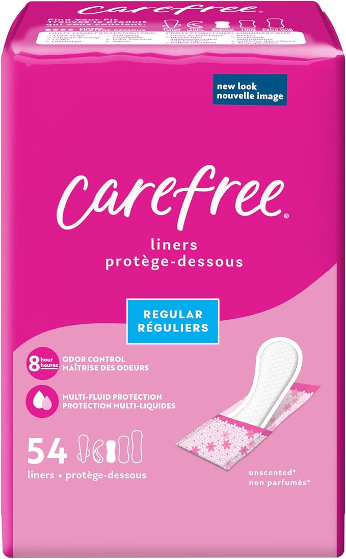 Stayfree Ultra Thin Pads 36 Count & Carefree Panty Liners Regular 54 Count Periods Leaks Protection