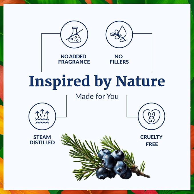 SVA Juniper Berry Essential Oil 4 Fl Oz – for Diffuser, Skin & Hair Care – Ideal for Massage & DIY Blends - with Dropper
