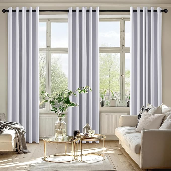 MIULEE Blackout Curtains for Bedroom 2 Panels 40x72 Inch Long Greyish White | Thermal Insulated, Living Room Darkening Grommet Drapes, Noise Reducing, Light Blocking Window Treatments