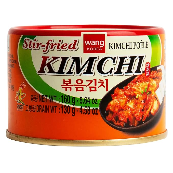 Wang Korean Canned Kimchi – Authentic Stir-Fried Fermented Napa Cabbage with Gochugaru | Multi-Purpose Kimchi Rich in Probiotics | Spicy Korean Flavor | 5.64 oz, Pack of 1